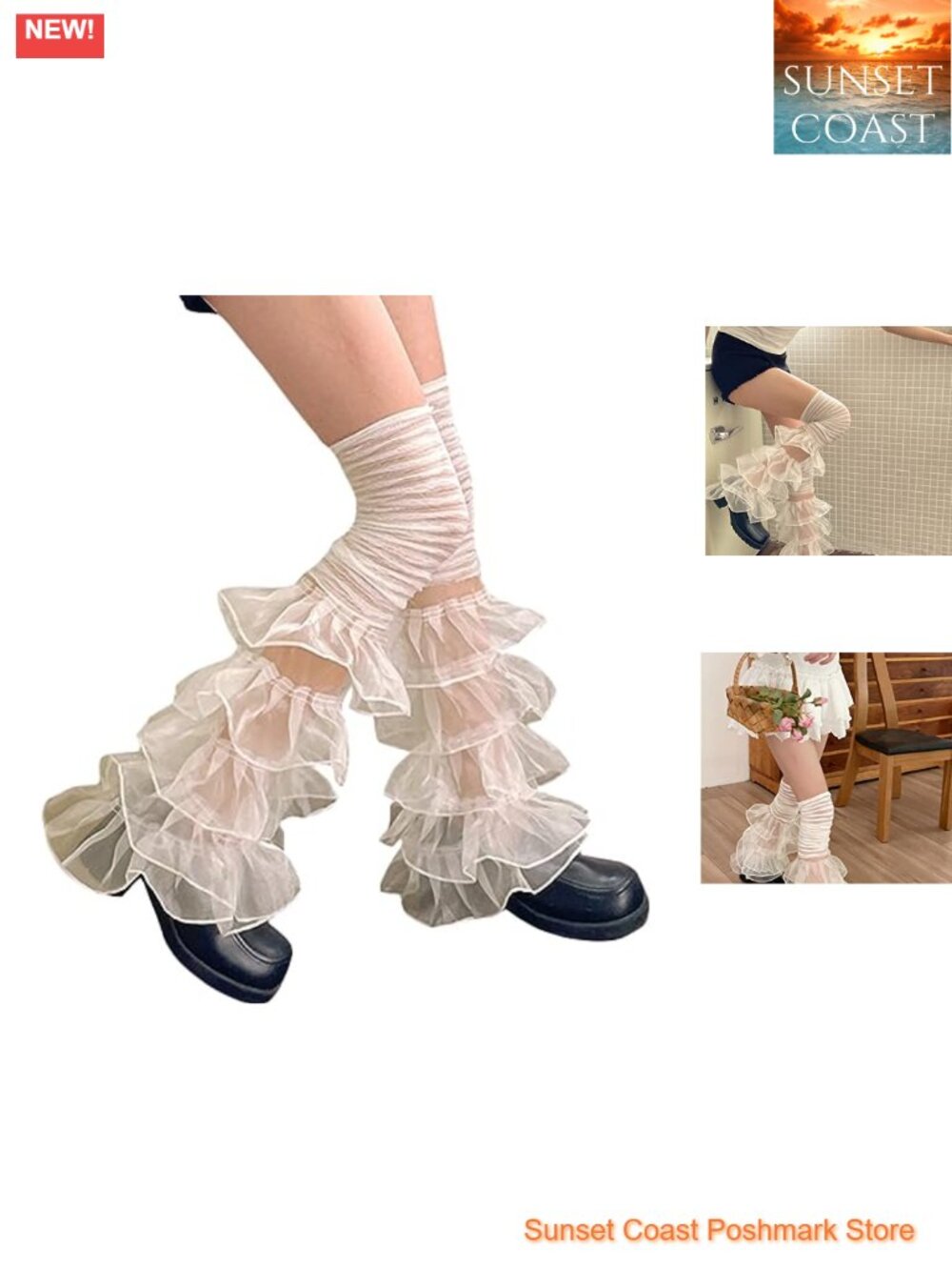 Lace Ruffle Leg Warmers Y2K Kawaii Gothic Lolita Long Slouch Socks